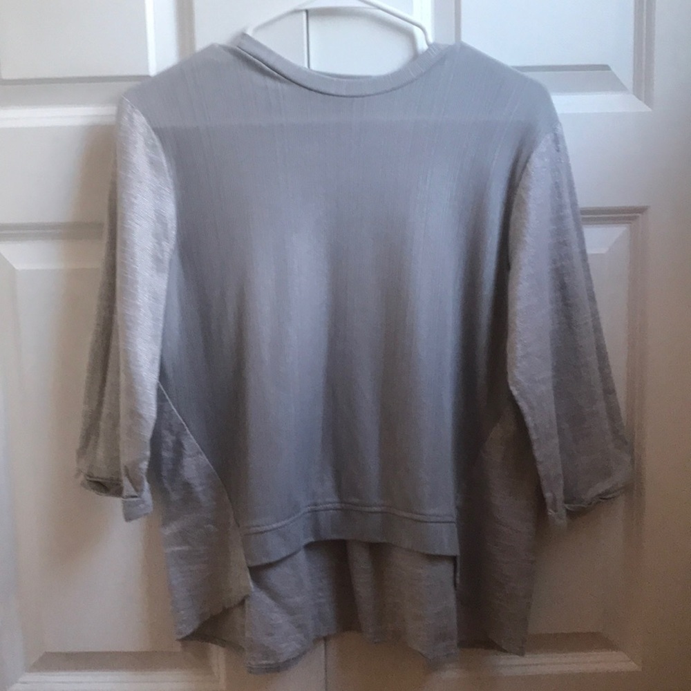 4/$25 Lola Made in Canada Silver Boho Blouse 3/4 Sleeves Size XS Women /XXL Girl